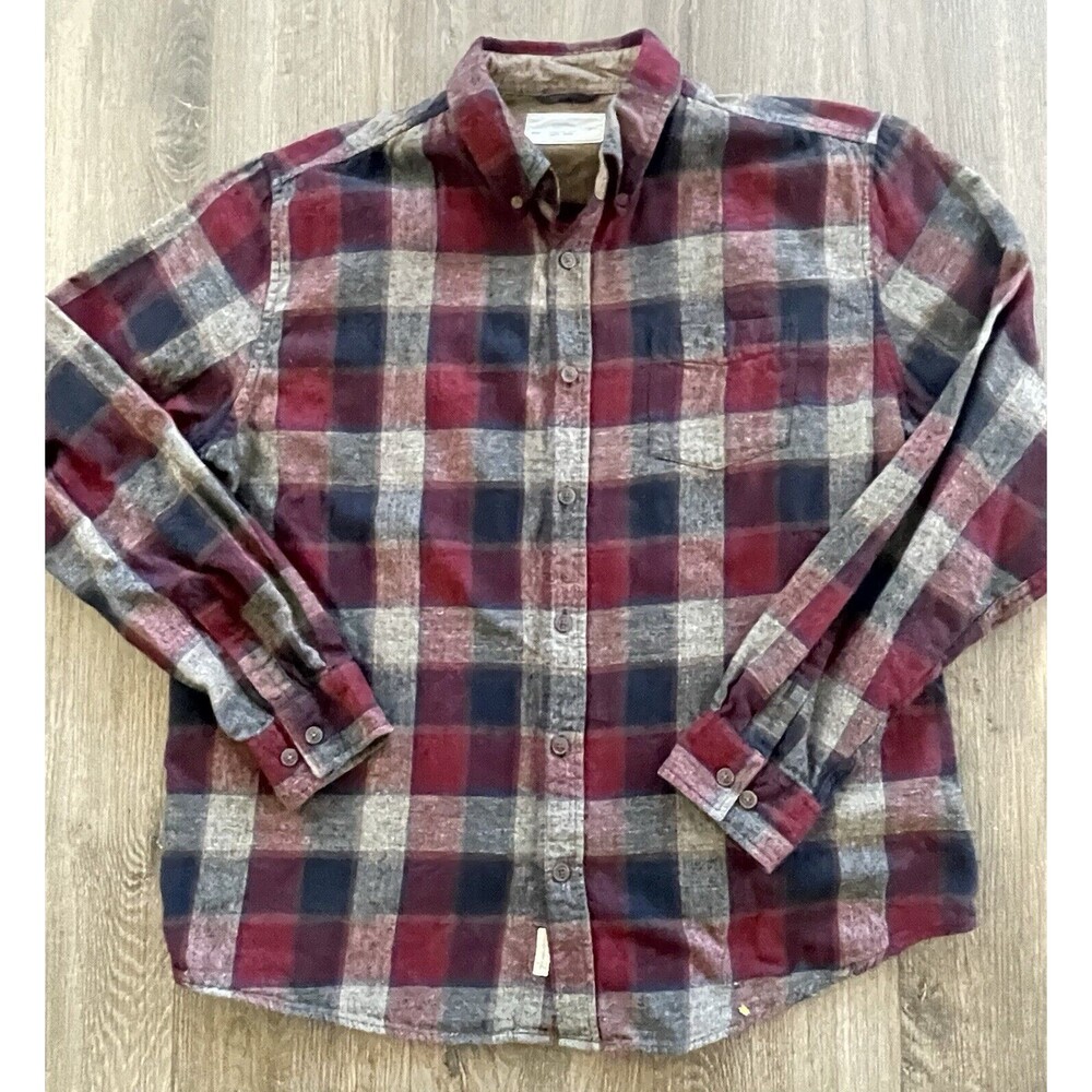 Weatherproof Flannel Jacket Shirt Burgundy Navy Medium XL